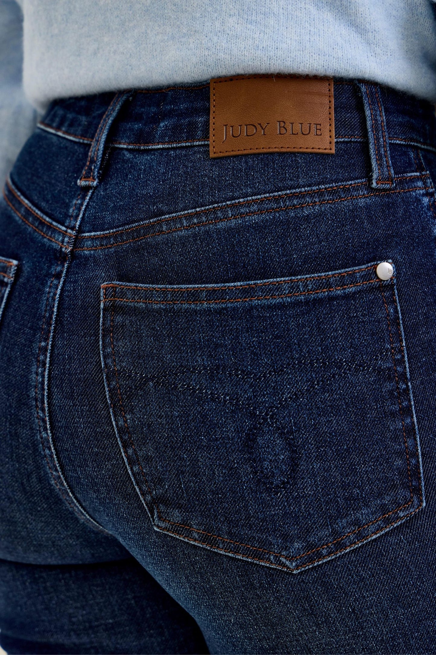JUDY BLUE HIGH WAIST TUMMY CONTROL AMY KICK FLARE RUSTIC INDIGO JEANS - DARK STONE