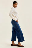 JUDY BLUE HIGH WAIST CLAUDIA ANKLE WIDE DARK DEEP INDIGO JEANS - DARK STONE