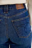 JUDY BLUE HIGH WAIST CLAUDIA ANKLE WIDE DARK DEEP INDIGO JEANS - DARK STONE