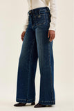 JUDY BLUE HIGH WAIST LUX RETRO WIDE FRONT PATCH JEANS - DARK STONE