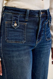 JUDY BLUE HIGH WAIST LUX RETRO WIDE FRONT PATCH JEANS - DARK STONE