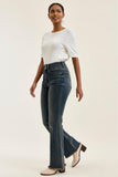 JUDY BLUE HIGH WAIST DAISY BOOT CUT W/ DBL BTTN MD VINTAGE GREY CAST