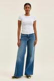 JUDY BLUE HIGH WAIST RETRO WIDE LEG JEANS - MEDIUM STONE