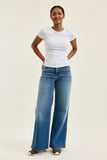 JUDY BLUE HIGH WAIST RETRO WIDE LEG JEANS - MEDIUM STONE