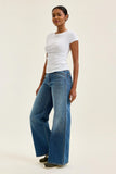 JUDY BLUE HIGH WAIST RETRO WIDE LEG JEANS - MEDIUM STONE