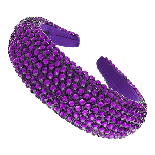 RHINESTONE EMBELLISHED WIDE HEADBAND - PURPLE