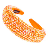 RHINESTONE EMBELLISHED WIDE HEADBAND - ORANGE
