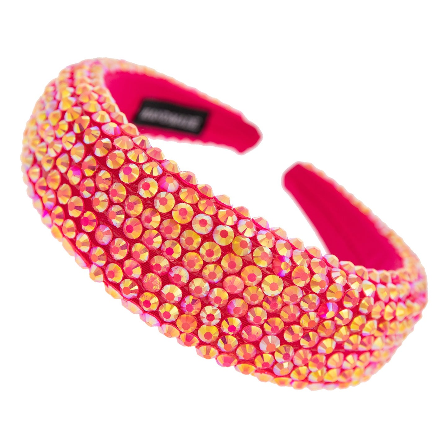 RHINESTONE EMBELLISHED WIDE HEADBAND - FUSCHIA