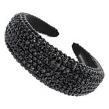 RHINESTONE EMBELLISHED WIDE HEADBAND - BLACK