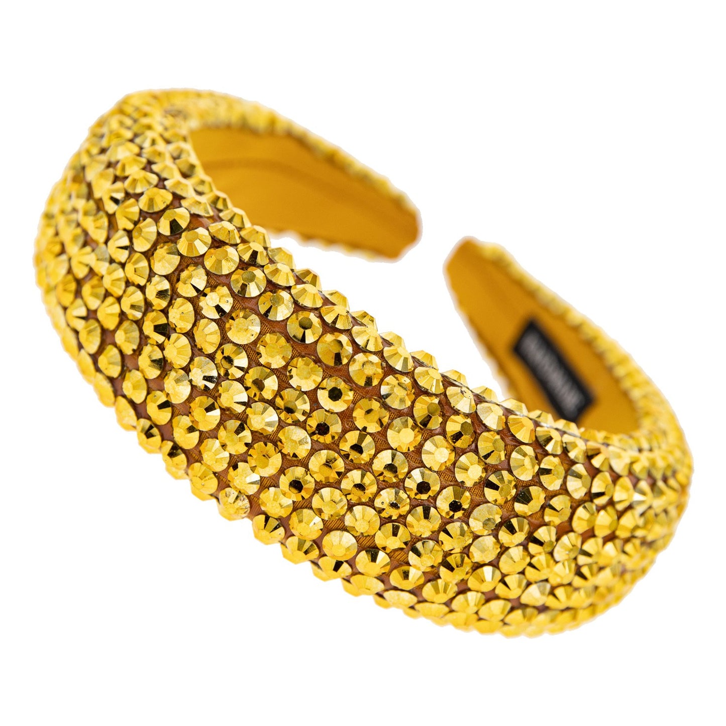 RHINESTONE EMBELLISHED WIDE HEADBAND - YELLOW