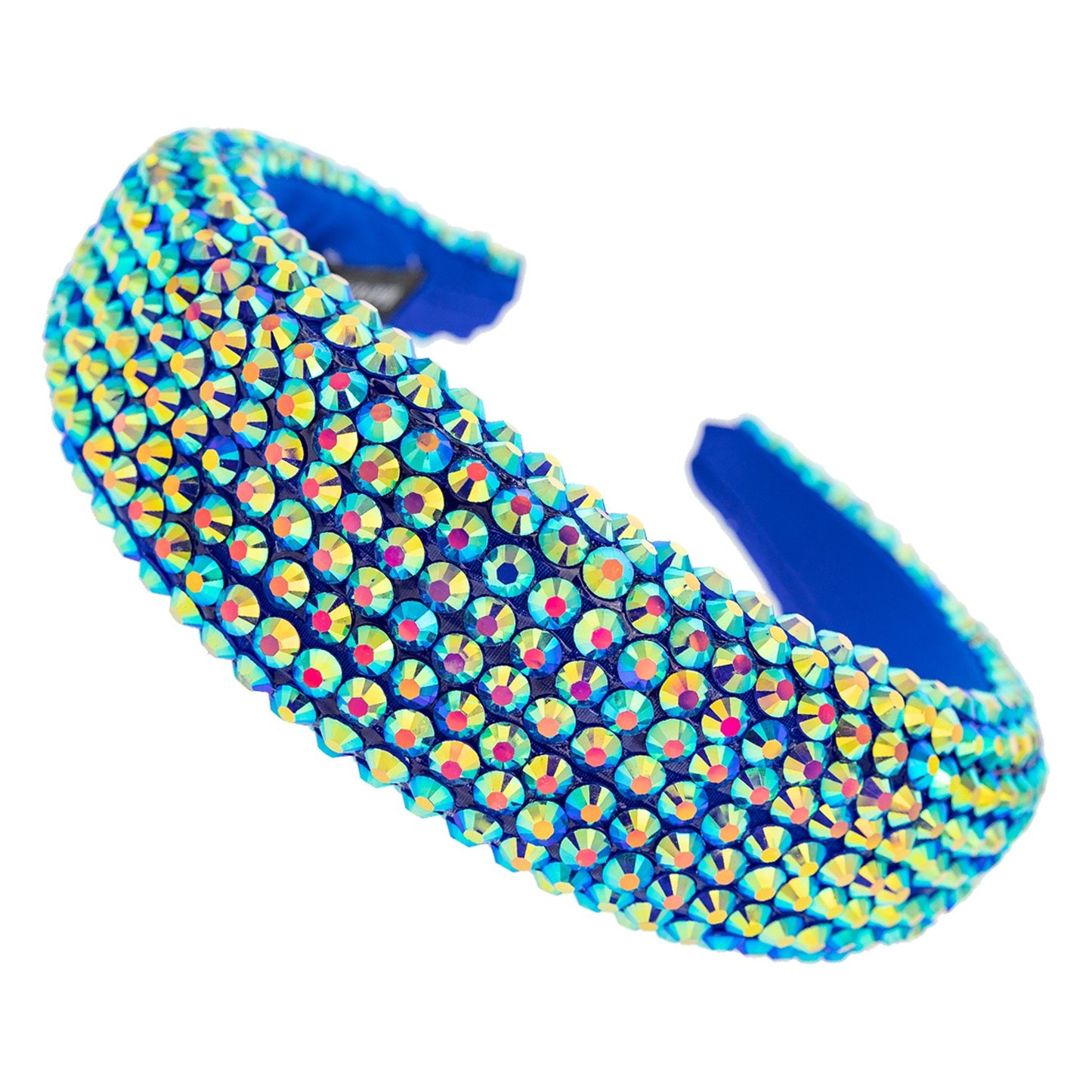 RHINESTONE EMBELLISHED WIDE HEADBAND - TEAL