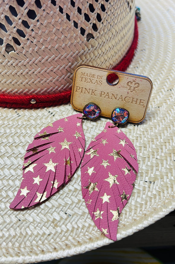 PINK PANACHE Pink Fringe Star Earrings