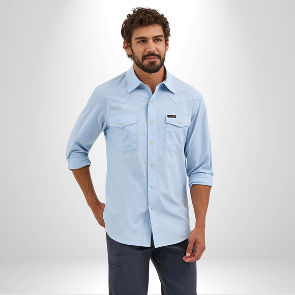 MENS WRANGLER DROVER UTILITY SHIRT - CERULEAN