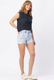 JUDY BLUE CHERRY EMBROIDERY ACID WASH HIGH RISE CUTOFF SHORTS