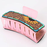 AMERICAN DARLING LEATHER TOOLED HAIR CLIP - ADHC123