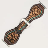 AMERICAN DARLING LEATHER TOOLED APPLE WATCHBAND - ADWAR153