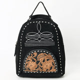 AMERICAN DARLING BACKPACK HAND TOOLED GENUINE LEATHER  - BLACK