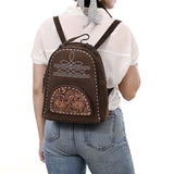 AMERICAN DARLING BACKPACK HAND TOOLED GENUINE LEATHER  - COFFEE