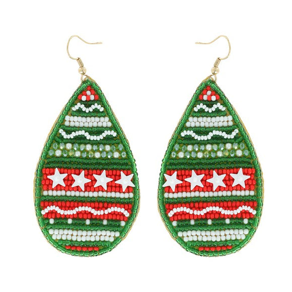 CHRISTMAS SANTA SWEATER EARRINGS - GREEN