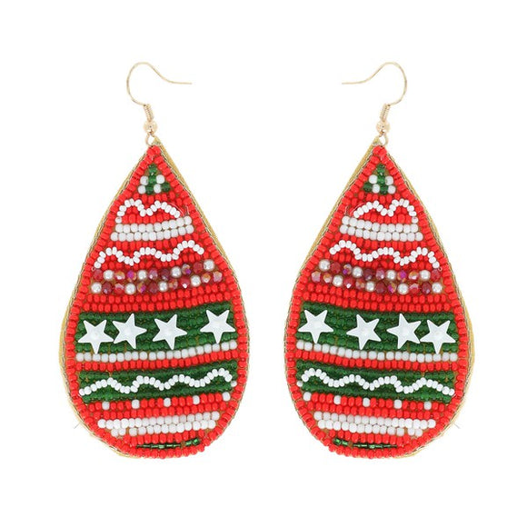 CHRISTMAS SANTA SWEATER EARRINGS - RED