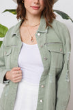 SNAP UP TWILL DISTRESSED JACKET - LIGHT OLIVE