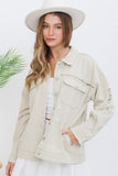 SNAP UP TWILL DISTRESSED JACKET - BEIGE