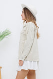 SNAP UP TWILL DISTRESSED JACKET - BEIGE