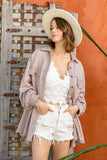 FRENCH TERRY GARMET WASHED SHACKET - DUSTY ROSE