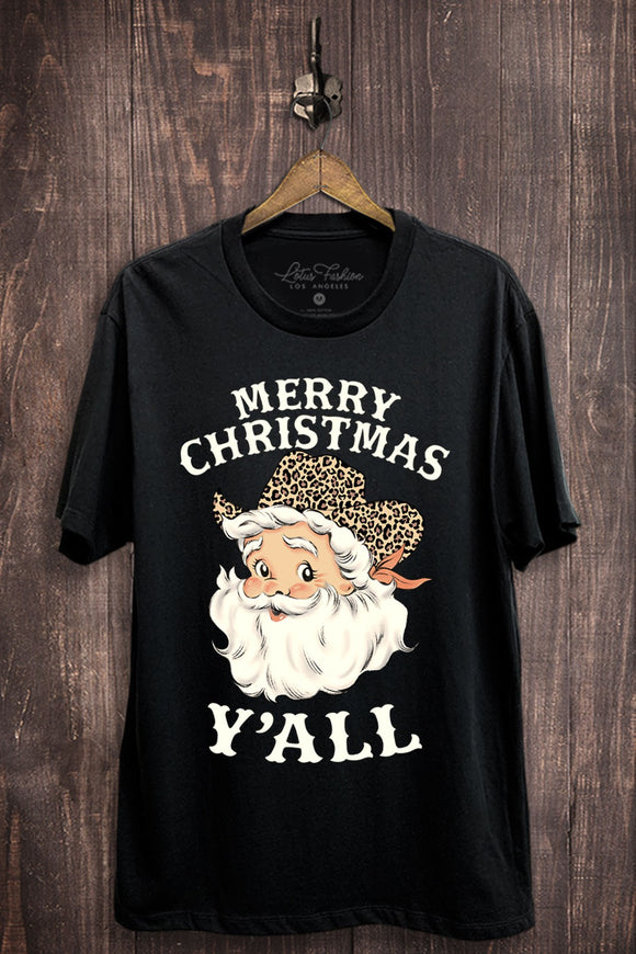 MERRY CHRISTMAS Y'ALL WESTERN TEE - BLACK