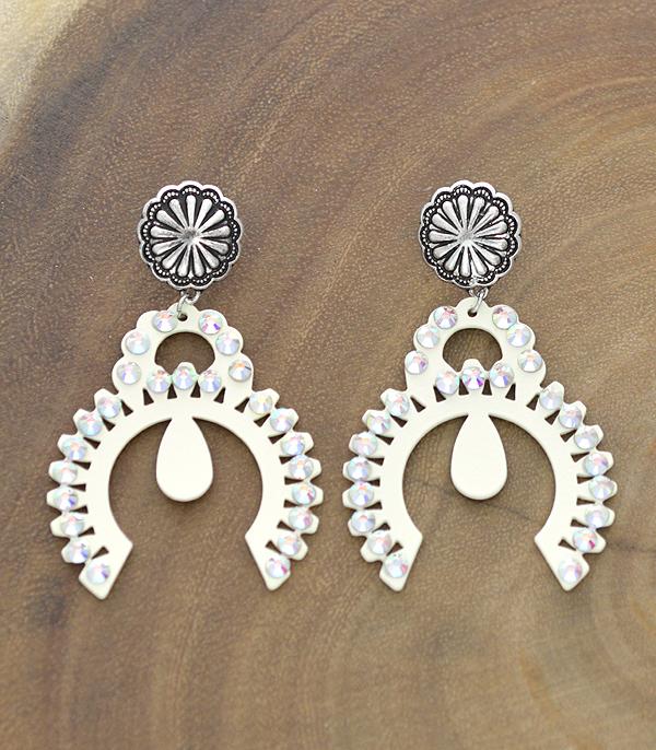 WHITE CONCHO POST SQUASH BLOSSOM EARRINGS
