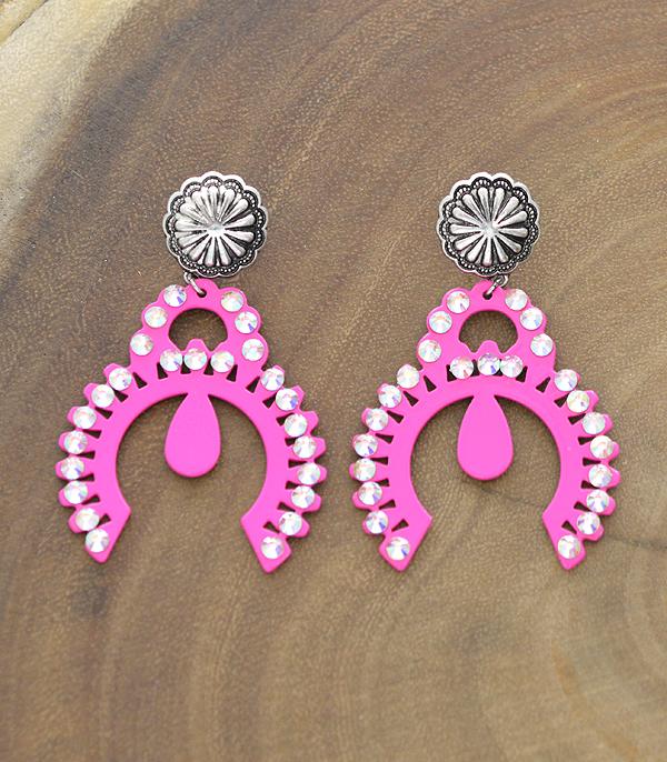 FUCHSIA CONCHO POST SQUASH BLOSSOM EARRINGS