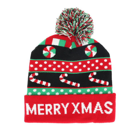 Christmas Beanie Hat With Pom - Candy Cane