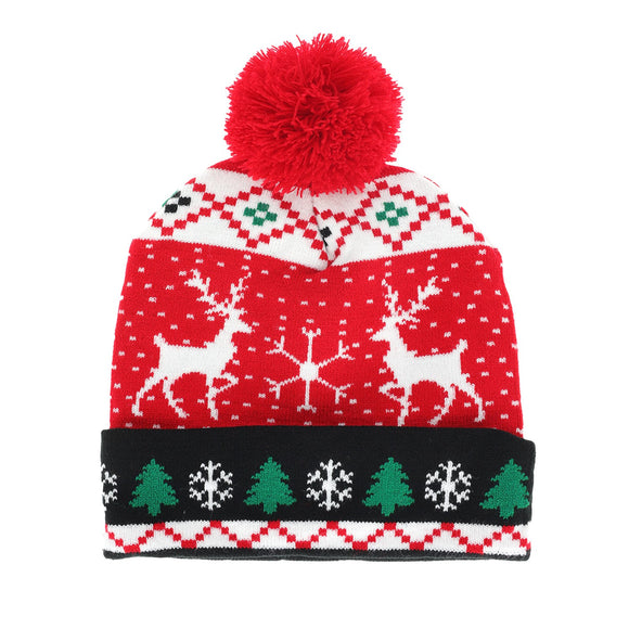Christmas Beanie Hat With Pom - Reindeer Red
