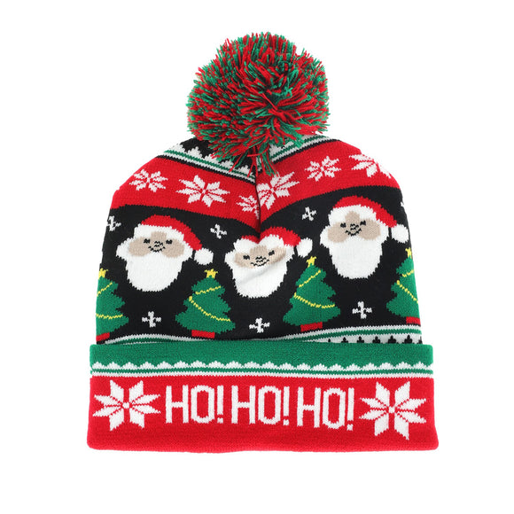 Christmas Beanie Hat With Pom - Ho Ho Ho
