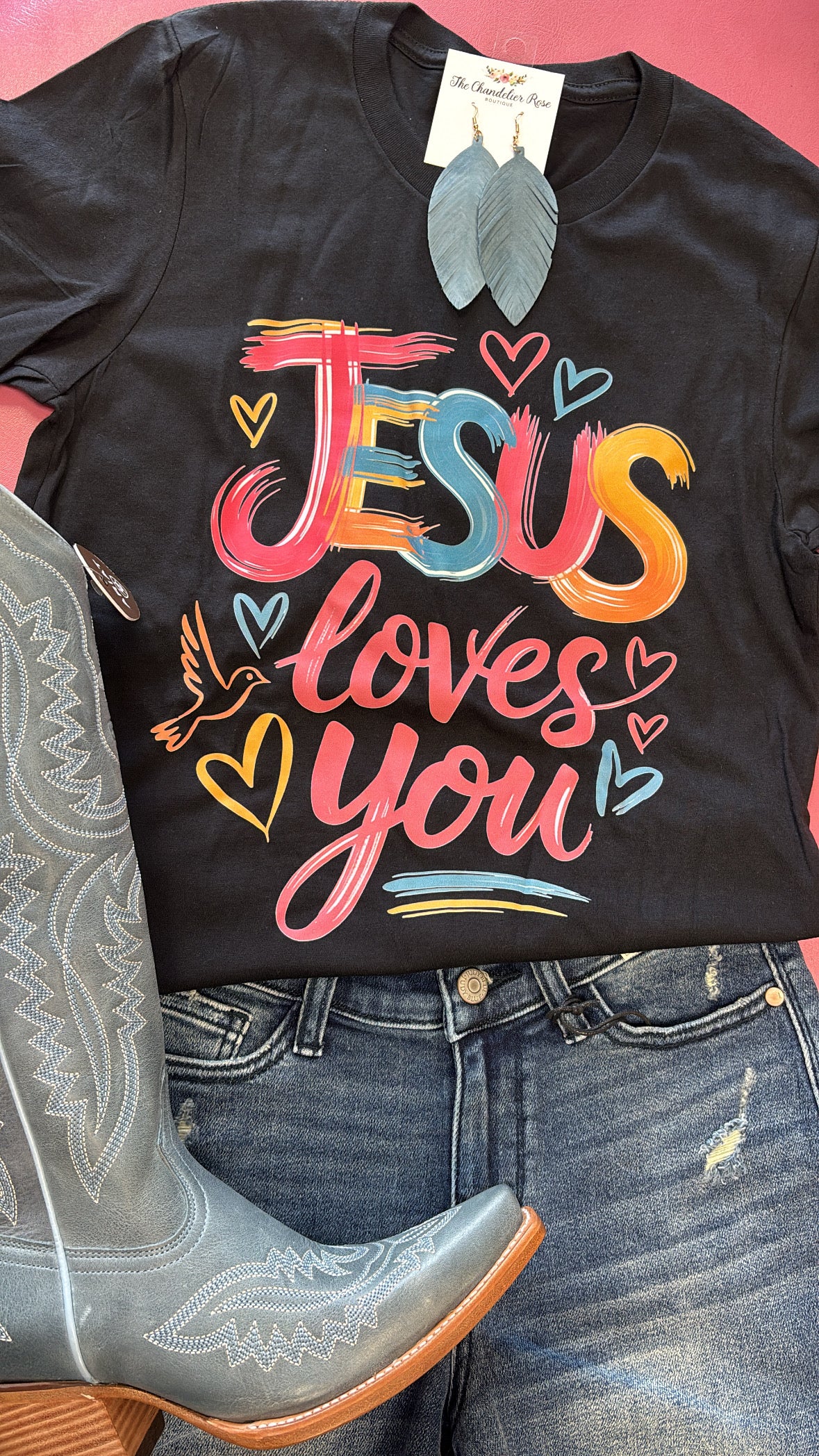 JESUS LOVES YOU TEE - BLACK
