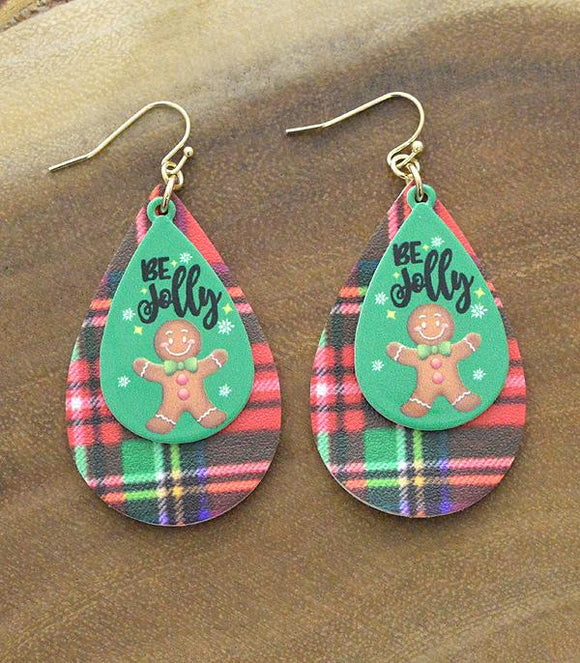 Be Jolly Gingerbread Teardrop Earrings