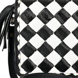 OHLAY LEATHER TOOLED CHECKERED CROSSBODY BAG