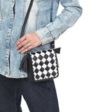 OHLAY LEATHER TOOLED CHECKERED CROSSBODY BAG