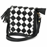 OHLAY LEATHER TOOLED CHECKERED CROSSBODY BAG