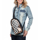 OHLAY LEATHER TOOLED SLING HAIR ON WESTERN BAG