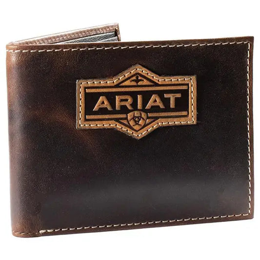 ARIAT BIFOLD PASS CASE STYLE MENS WALLET PATCH BROWN