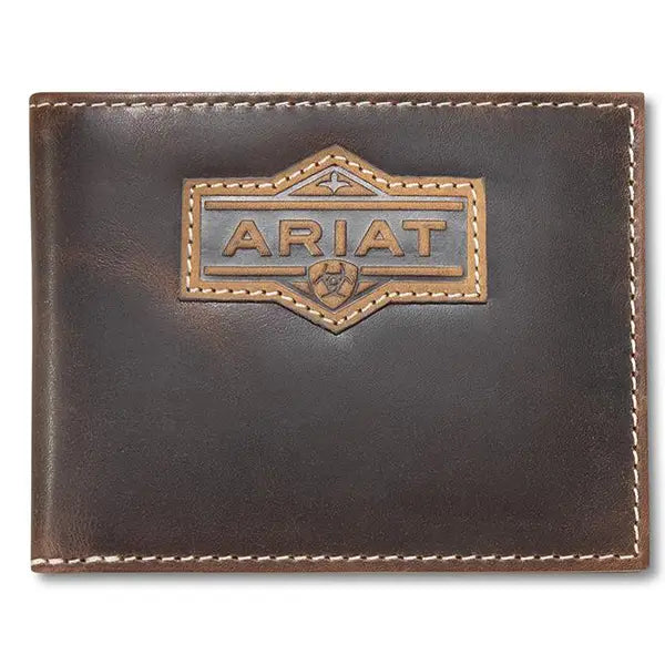 ARIAT BIFOLD PASS CASE STYLE MENS WALLET PATCH BROWN