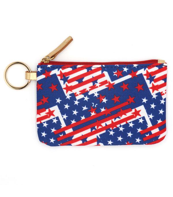 USA FLAG ID WALLET LANYARD