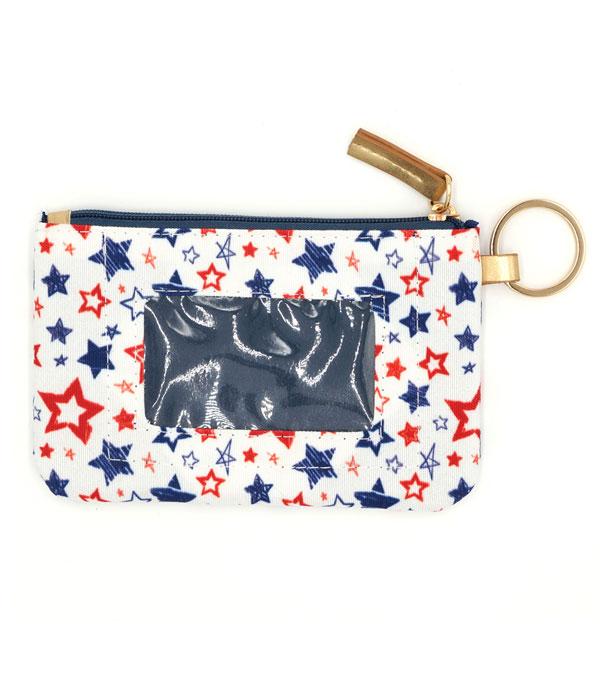 USA STAR PRINT ID WALLET LANYARD