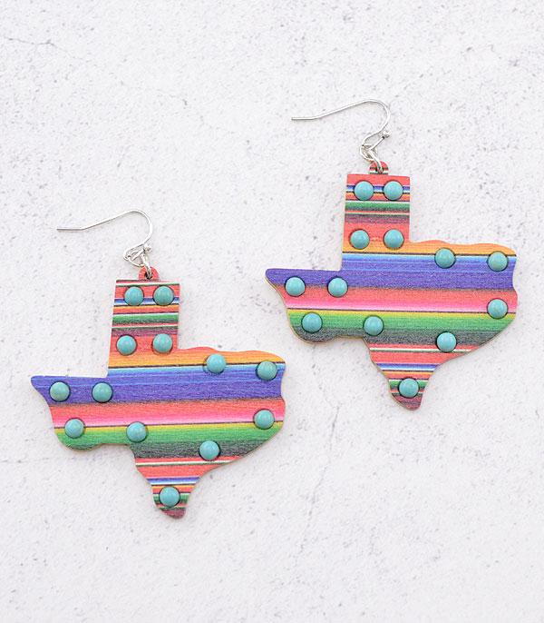 SERAPE TEXAS MAP HOOK EARRINGS