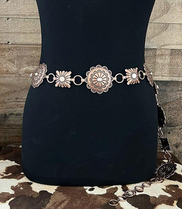 Western Turquoise Semi Stone Concho Belt - Copper