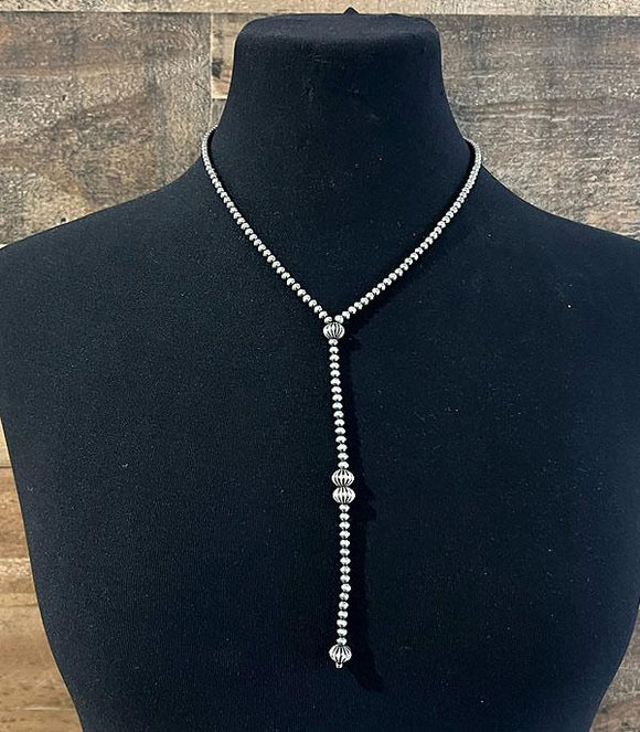 Western Navajo Pearl Bead Y Necklace