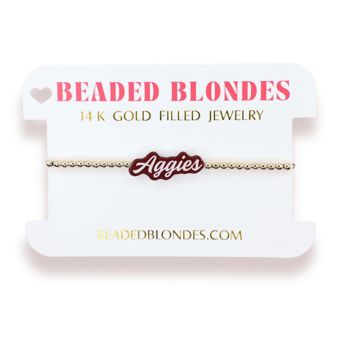 Beaded Blondes Aggies Word 6.75" Bracelet on Gold