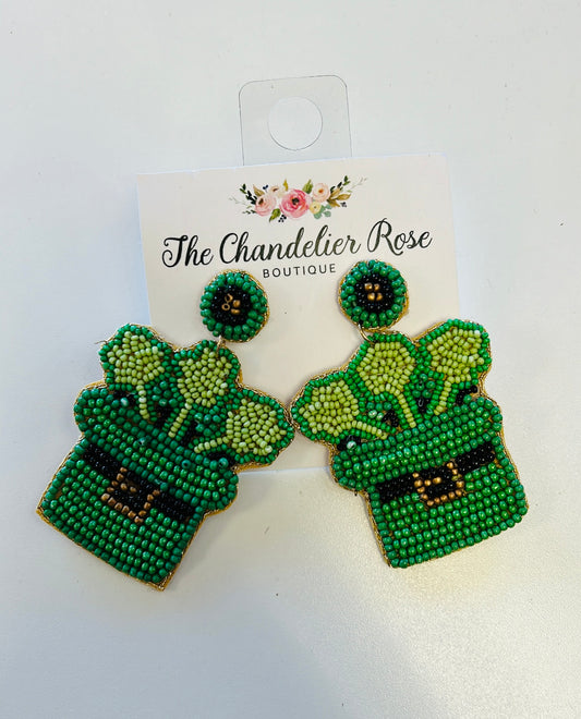 Good Luck Hat Beaded Earrings
