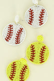 BASEBALL GAME DAY HANDMADE BEADED DANGLE AND DROP EARRINGS